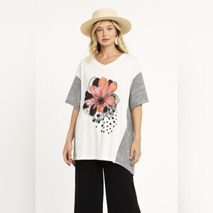 IC COLLECTION shirt top blouse tunic dress lagenlook art to wear artsy Large